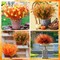 16 Bundles Fall Thanksgiving Artificial Flowers for Outdoor Décor – Fake Mums, Eucalyptus, Maple Leaves & Berry Stems (15 in, Autumn Arrangement)